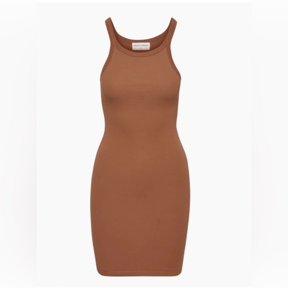 Denim Forum rubbed mini dress, burnt orange, size L - Picture 1 of 4